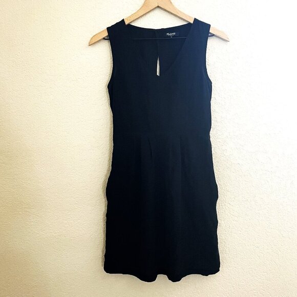 Madewell Black Silk Sleeveless Fit & Flare Dress Size 2 - Picture 1 of 5